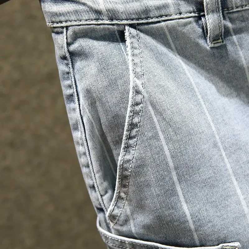 Mens Denim Shorts Long Half With Pockets Short Jeans Pants For Men Bermuda Summer Stretch Buttons Harajuku Designer Vintage T250603