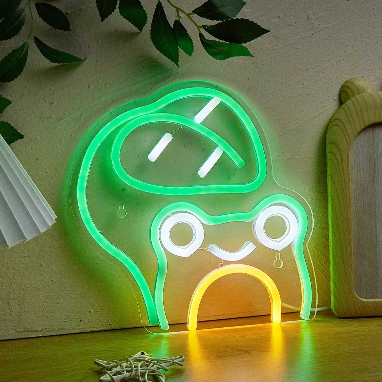 Chi-Buy 1PC Cute Frog Shape LED Neon Sign USB Powered Wall Decoration Neon Light Signs Suitable For Party Wedding XJ250602