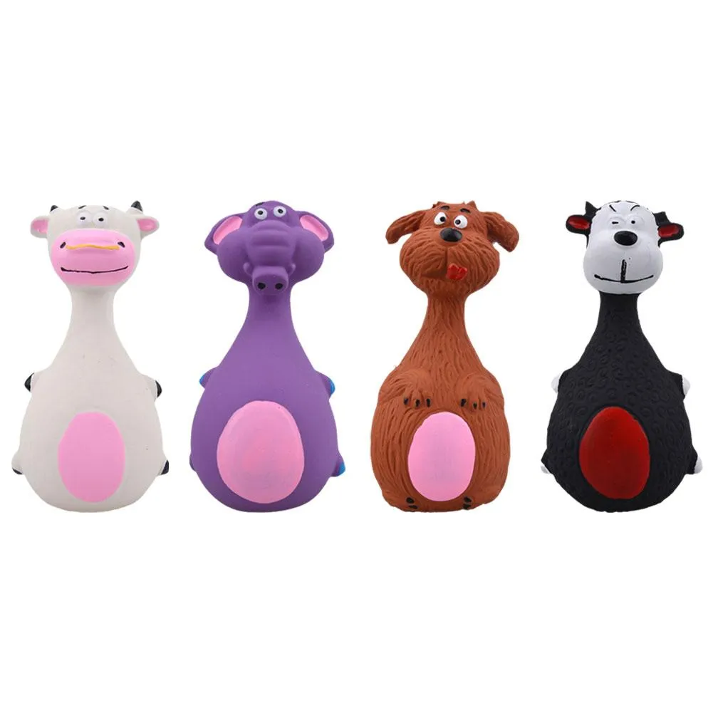 Sound Squeaky Dog Latex Toys Elephant Cow Animal Chew Pet Rubber Vocal For Small Medium Dogs Bite Resistant Interactive