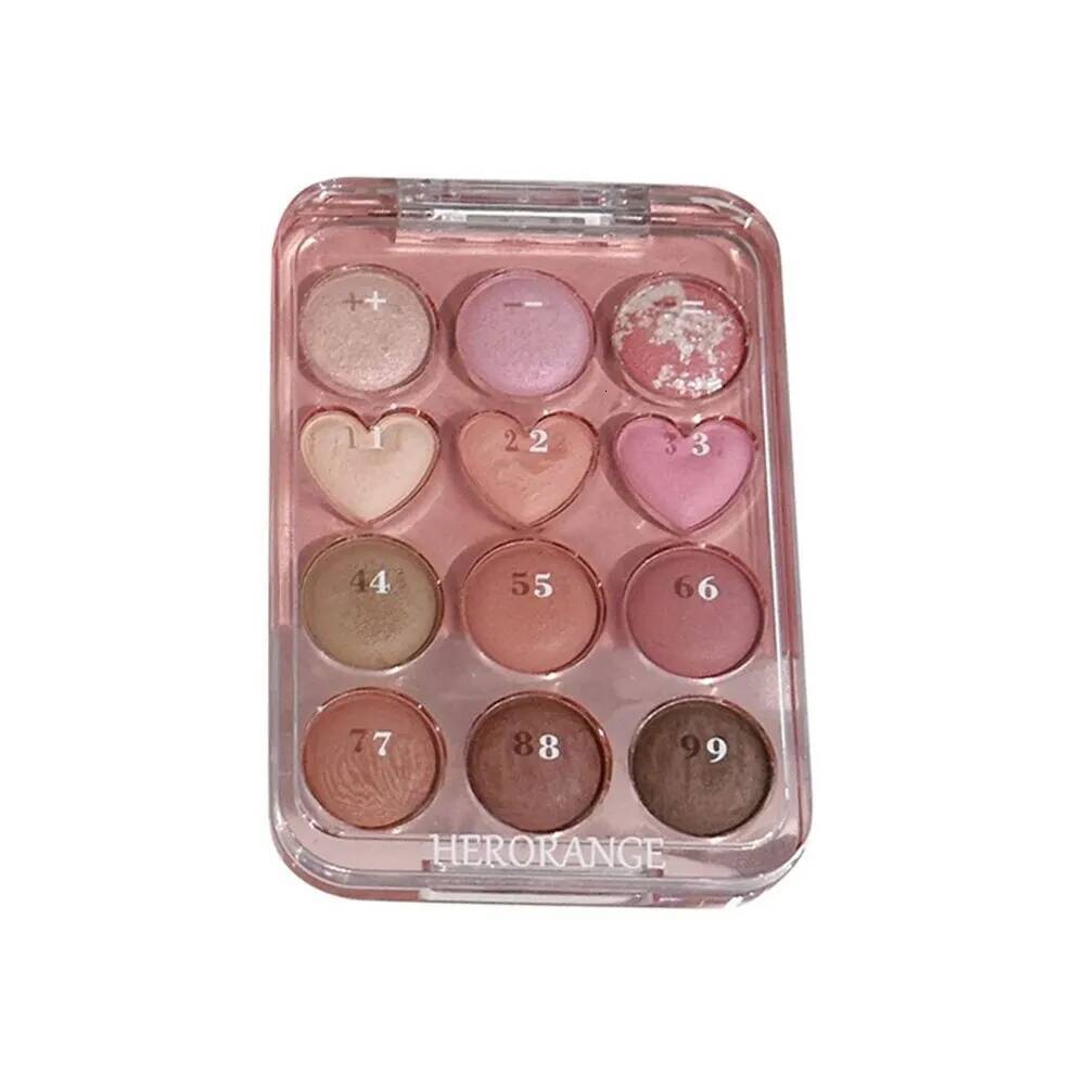 HERORANGE Calculator Love Palette 12 Colors Matte Pearlescent Glitter Non-Flying Powder Earth Color Eyeshadow