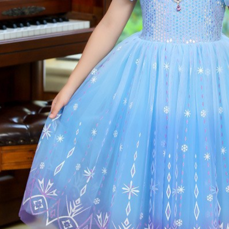 DISNEY toddler designer clothes baby girls Princess Dress with puffy sleeves for Halloween costume fluffy tulle comfortable and soft.