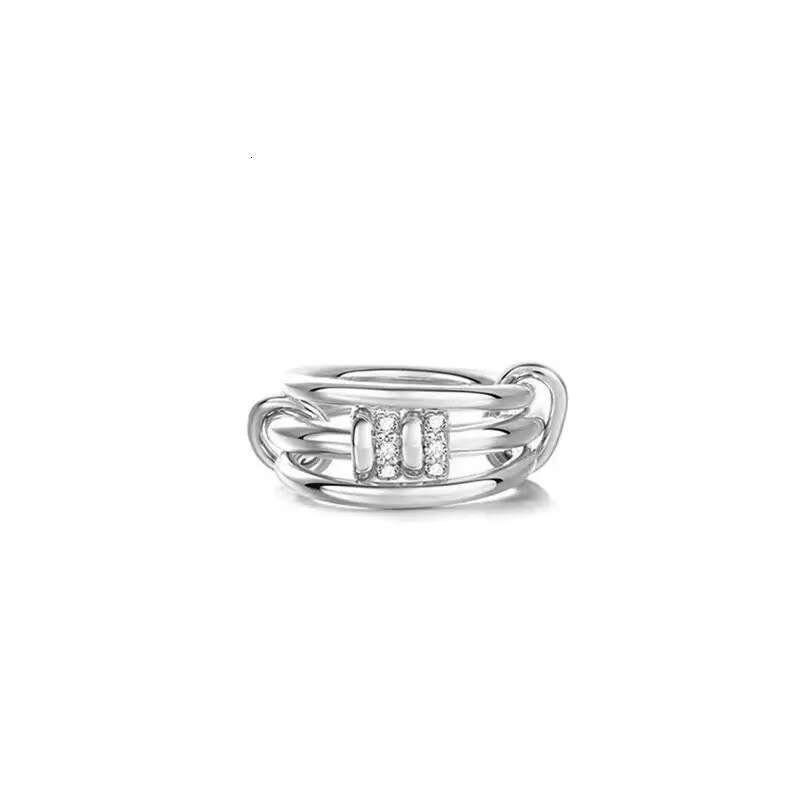 new copper inlaid zircon threering stacking light luxury ring with highend chain
