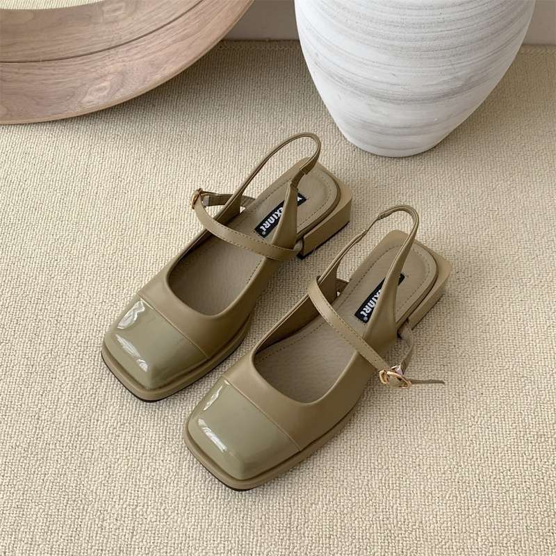 Women's Peep Sandals Summer 2025 New Fairy Style Gentle Single Versatile Chunky Heel Square Toe Mary Jane Shoes ddmythur