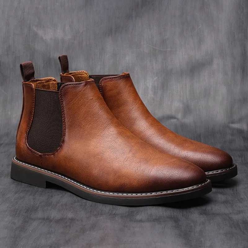 Mens Dress Boots Fashion Chelsea Boots Brand Business Casual Leather Boots British Style Short Boots for Men Ankle Boots Botas2024 XJ250602