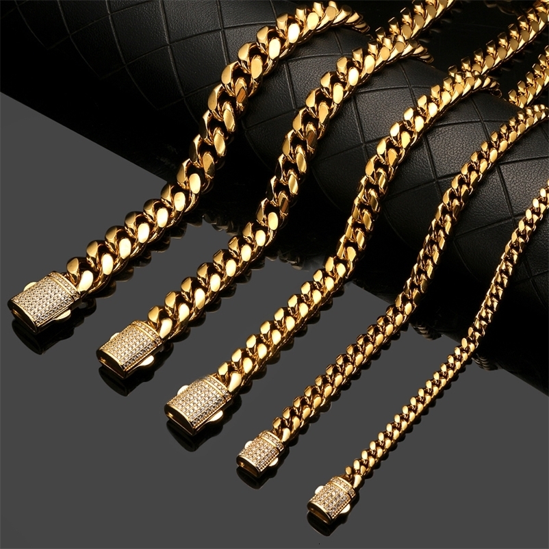 6/8/10/12/14mm Men Chain Bracelet Stainless Steel Curb Cuban Link Chain Bangle for Male Women Wrist Jewelry Gift 250530