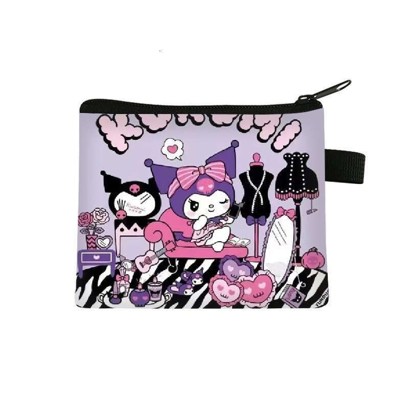 2025 New Honor of Kings Collaboration Kuromi Cartoon Cute Children's Zipper Short Printed Card Holder Coin Purse