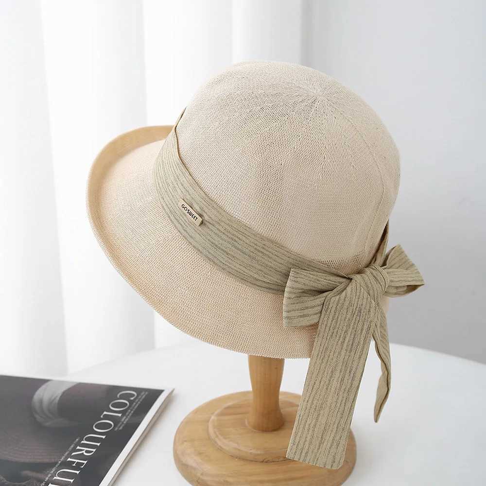 Summer Hat Women New Fashion Breathable Sunshade Sunscreen Wide Brim Sun Beach Accessories Bucket Hat With Bow W250602