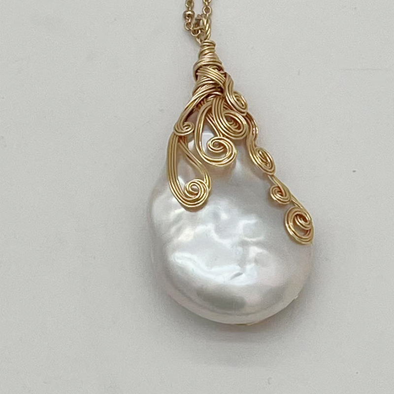 Elegant Handcrafted Women's Pearl Necklace with 14K Yellow Gold Plating
