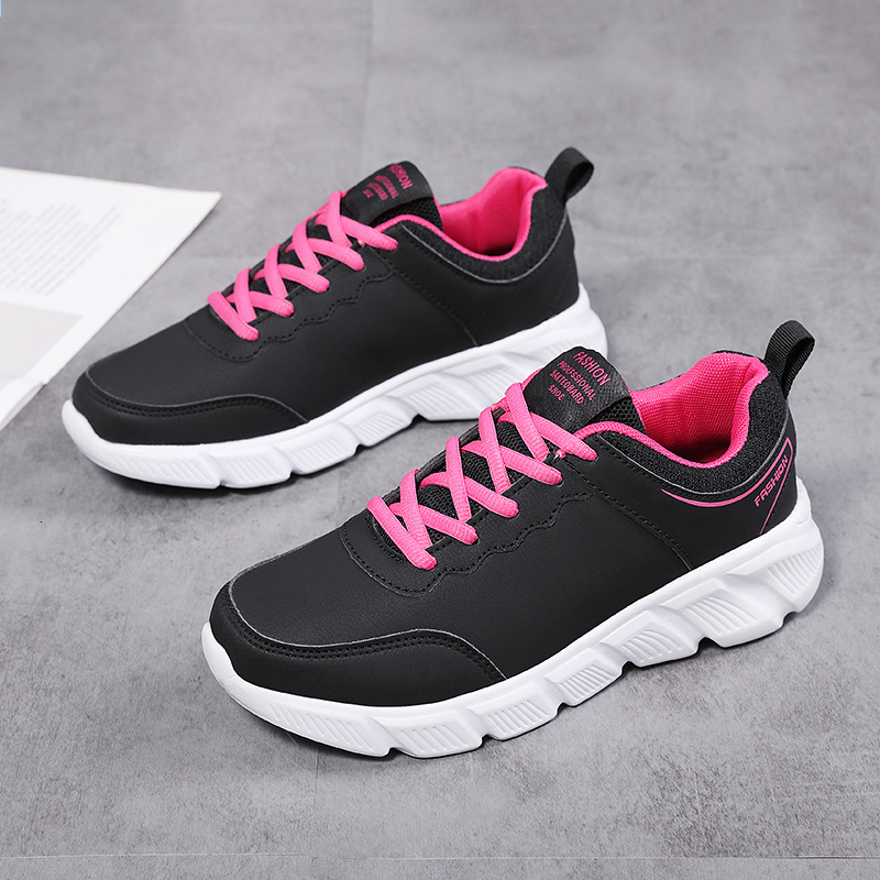 Black Sneakers For Women Spring New Lightweight Non Slip Soft Sole Leather Casual Casual Shoes Travel Running Shoes Ddmysaturn