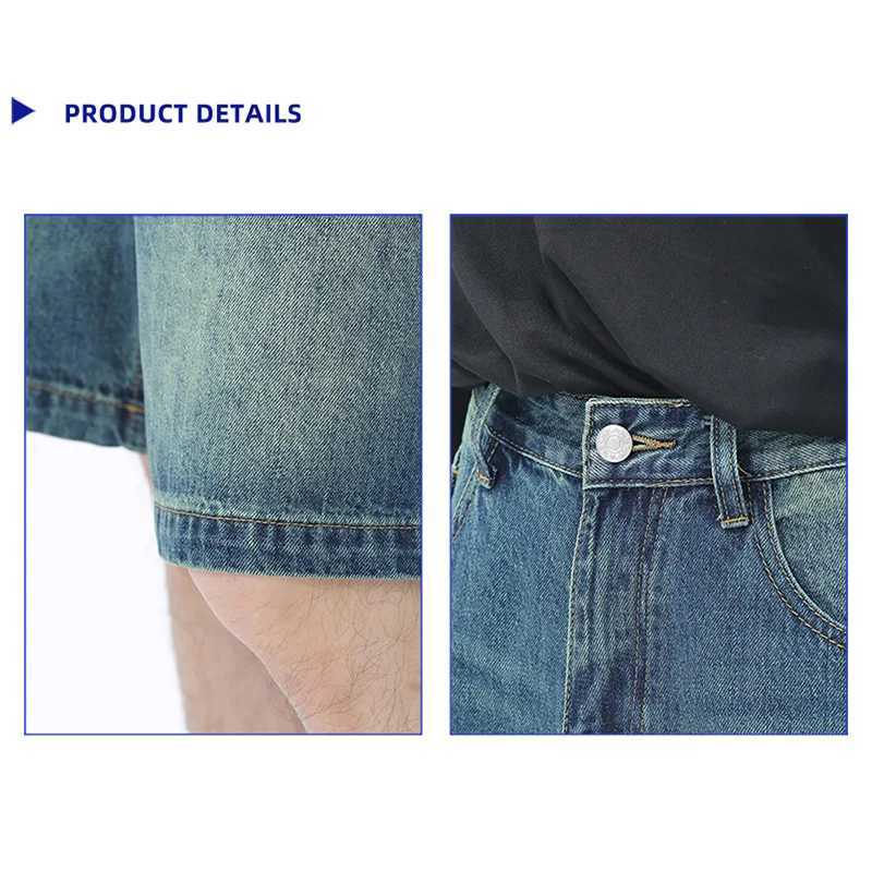 Men Designer Brand Casual Shorts Male Baggy Streetwear Knee Length Denim Short Pants Summer Fashion Daily Wide Leg Short Jeans T250603
