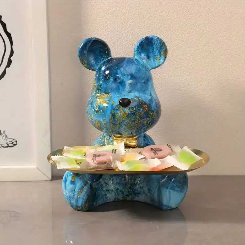 YuryFvna Graffiti Bear Figurine A Decoration Statue Keys Storage Shelf Modern Ro Sculpture Table Decor Statues Y250509