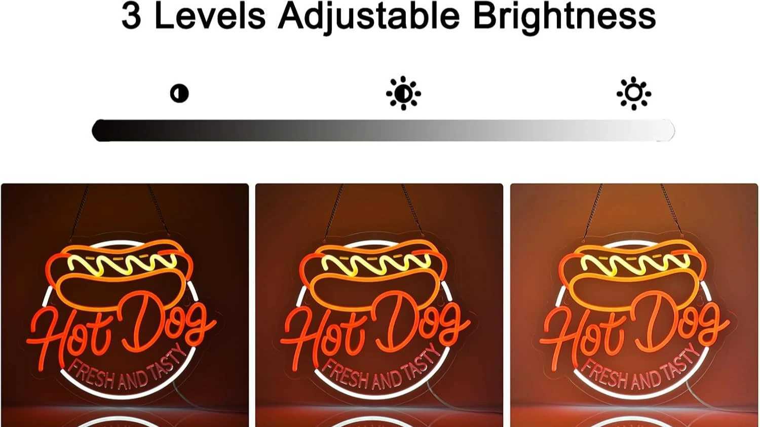 Hot Dog Neon Sign for Wall Decor LED Light up Sign Business Signage for Home Kitchen Restaurant Bar Cafe Fast Food Shop Gift XJ250602