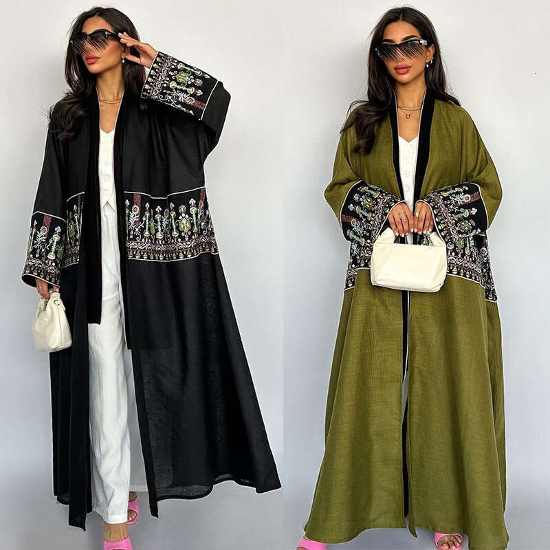 Mq131 Women's Embroidered Cardigan Robe Dubai Coat Muslim B5