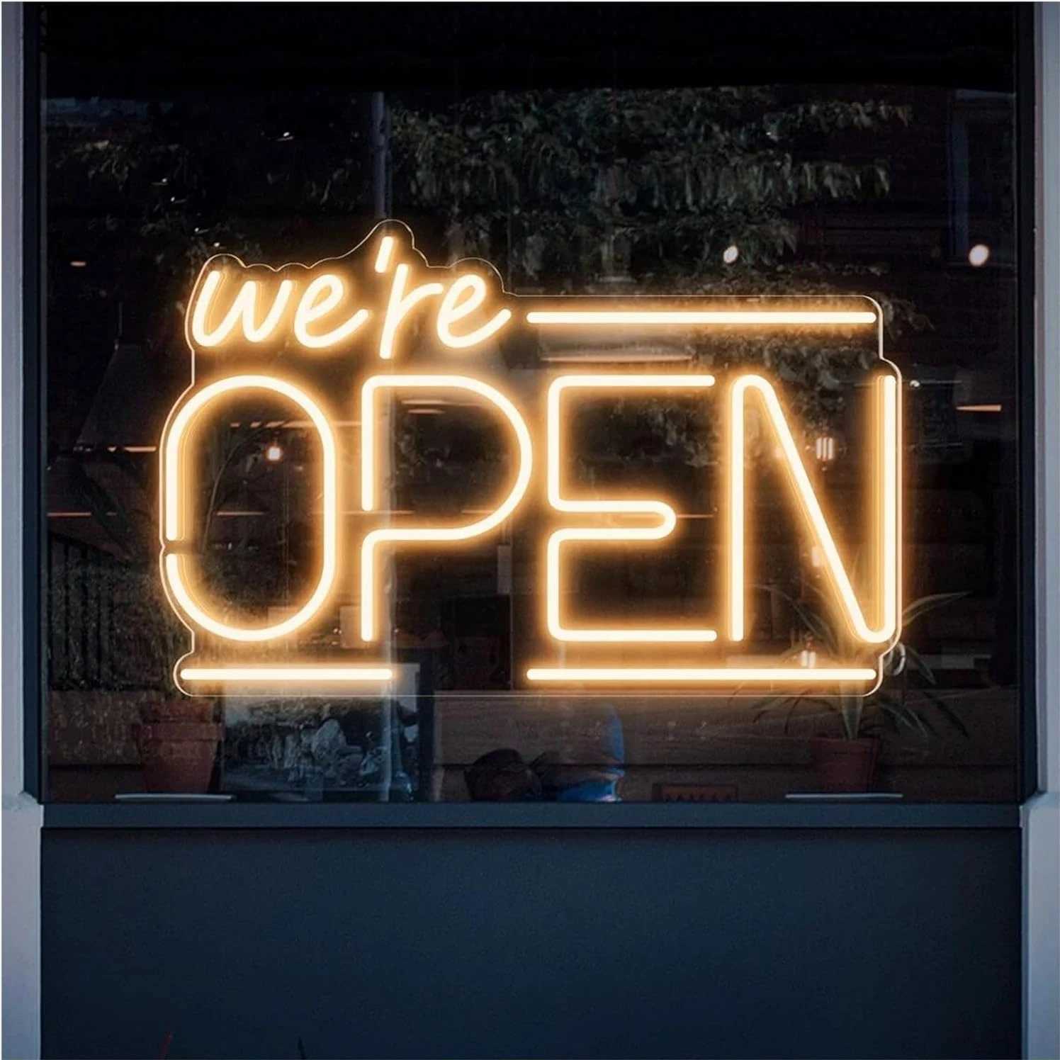 Hanging Art Neon Signs Were Open Neon Light USB Dimmable Business LED Night Light for Shop Market Restaurant Shop Wall Decor XJ250602