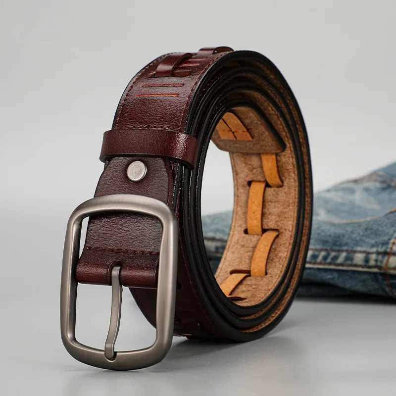New Genuine Leather Mens Belt Retro Business Fashion Belt Men Alloy Needle Buckle Handmade Personalized Woven Waist Belt for Men XJ250602