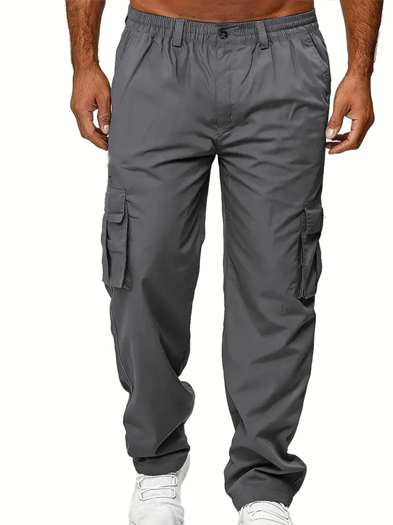 Mens Cargo Pants Sweatpants Outdoor Loose Straight Long Trousers Summer Casual Multi-Pocket Durable Workwear Male Trousers 250528