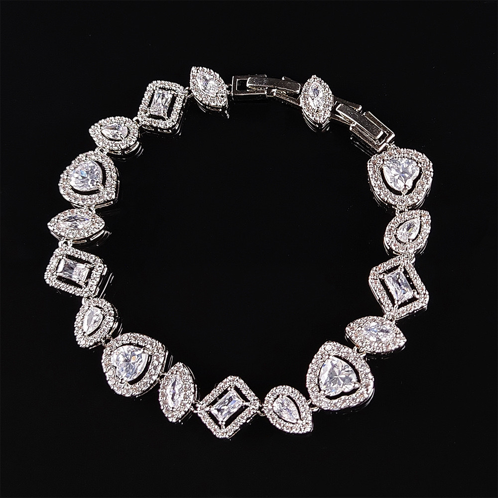 Choucong Brand New Ins Top Sell Wedding Bracelets Luxury Jewelry 18K White Gold Fill Multi Heart Shape 5A Cubic Zircon CZ Diamond Women Sparkling Bang