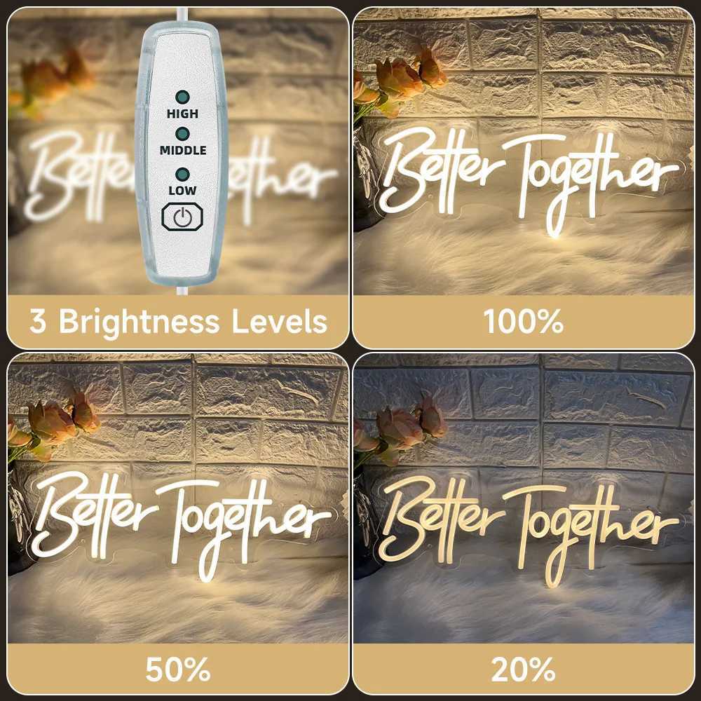 Better Together Neon LED Sign For Wedding Neon Light Sign Party Room Decor Mr And Mrs Neon LED Lights Bedroom Wedding Decoration XJ250602