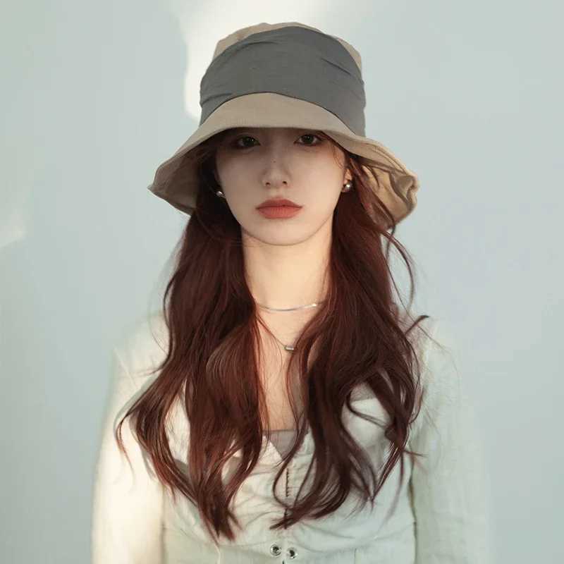 Japanese Retro Cotton and Linen Bucket Hats for Women Summer Thin Sunscreen and UV Protection Sun Hat Large Brim Basin Caps W250602