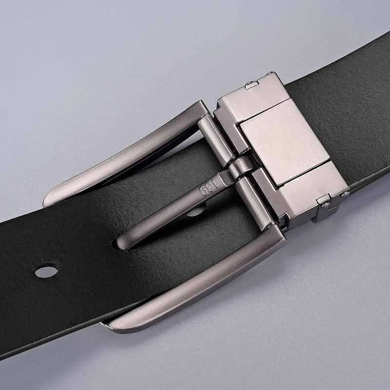 120 130 140cm Leather Cowhide Mens Belt Fashion Metal Alloy Pin Buckle Adult Luxury Brand Jeans Business Waist Male Strap BrandXJ250602