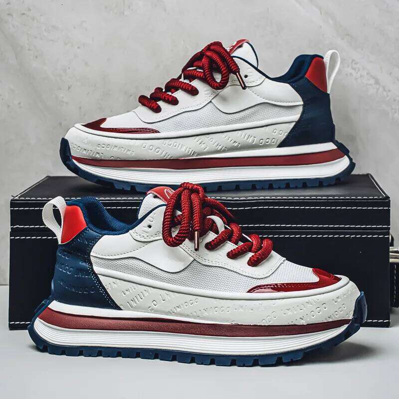 2025 New Men's Platform Mesh Sneakers Thick Sole Elevating Low-Cut Two-Tone Breathable Casual Sports Streetwear Trendy Footwear