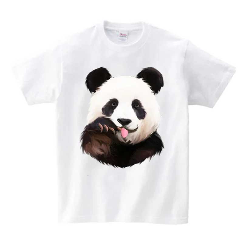 Cartoon Panda 2024 Kids Cotton T-shirt Boys and Girls Tops T-shirt Short-sleeved Childrens Summer Casual Clothes Kids T-shirt T250603