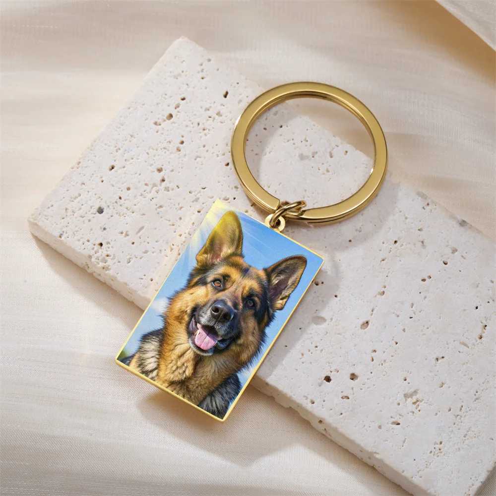My Shape Custom Photos Keychains Stainless Steel Keyring Rectangle Heart Shape Personalized Picture Key Holder Jewelry GiftsXJ250602