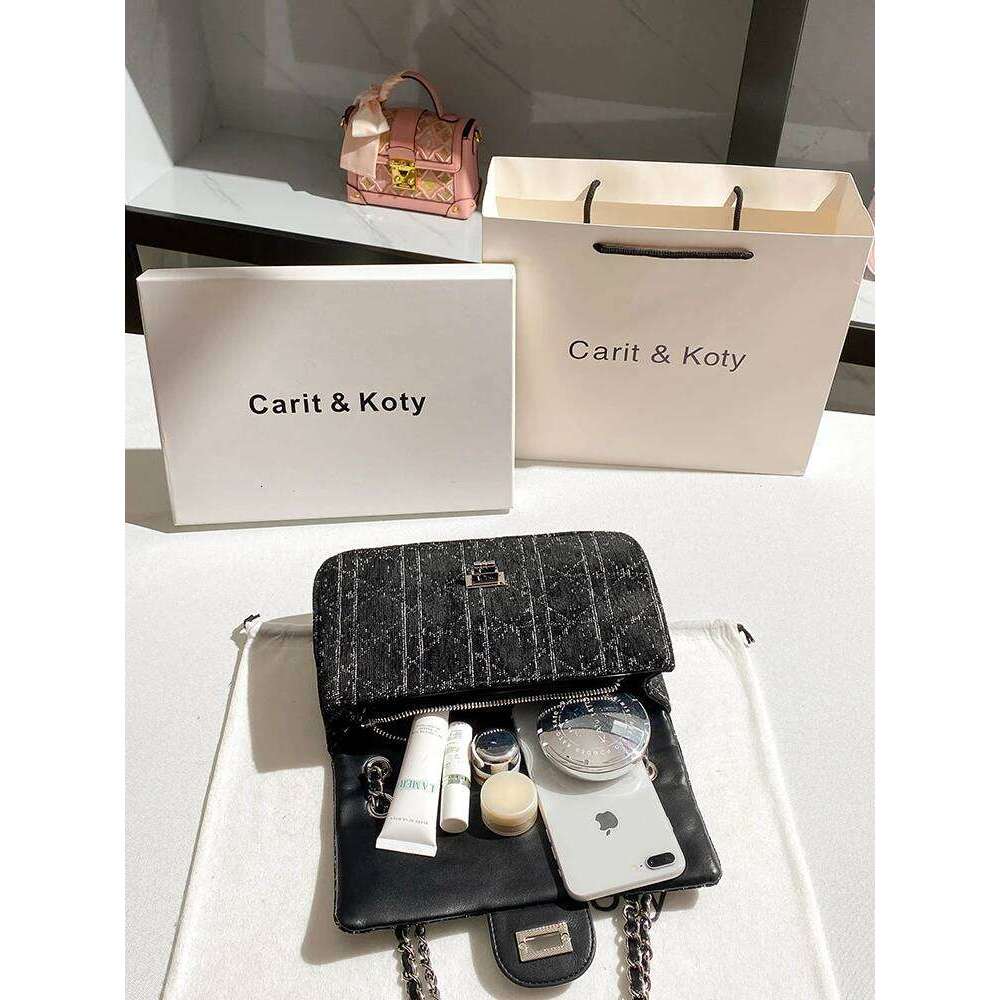 Vintage New Fashion Chain Square With Plaid Design Sequin Women's Portable And Trendy Shoulder Crossbody Bag