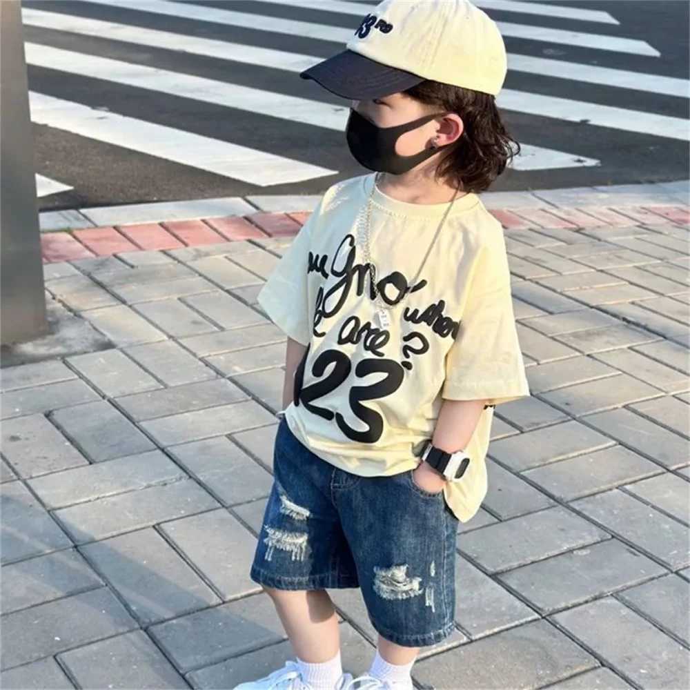 Pure cotton short-sleeved T-shirt for boys and girls in summer new style breathable and comfortable top for children T250603