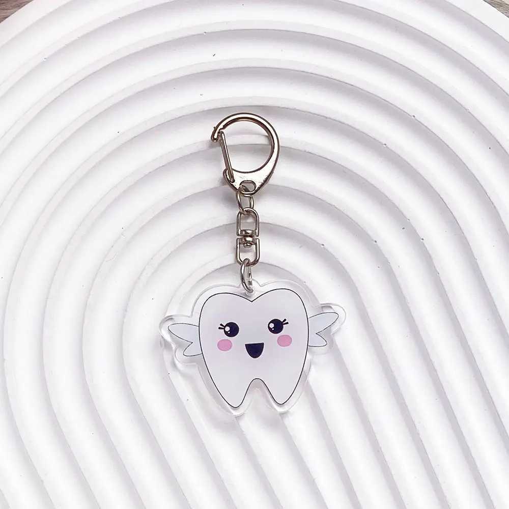 Dental Health Day Cute Tooth Acrylic Keychain - Dental Cartoon Charm Kawaii Oral Health Gift Backpack Keyring for Dentist XJ250602