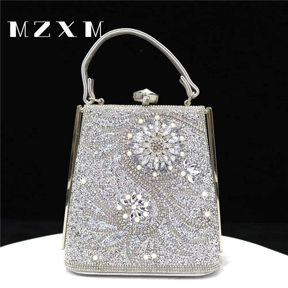Sier Party Fashion Evening Bag Opening Water Dia Print Pearl Women's New Arrival Day Handbag