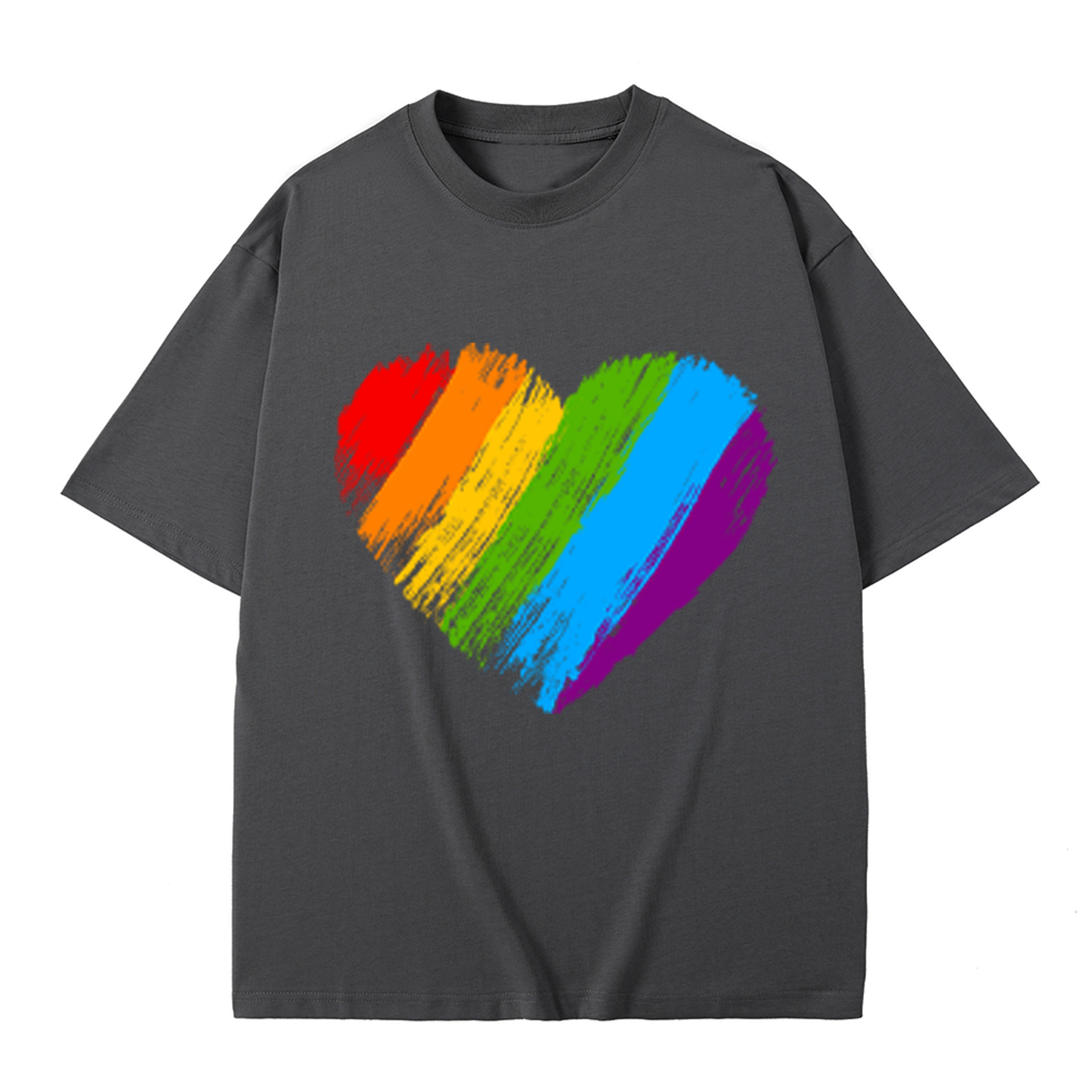 T-shirt men's top designer cotton T-shirt Rainbow Love short sleeved clothing high-quality fashionable T-shirt BROADTRUE