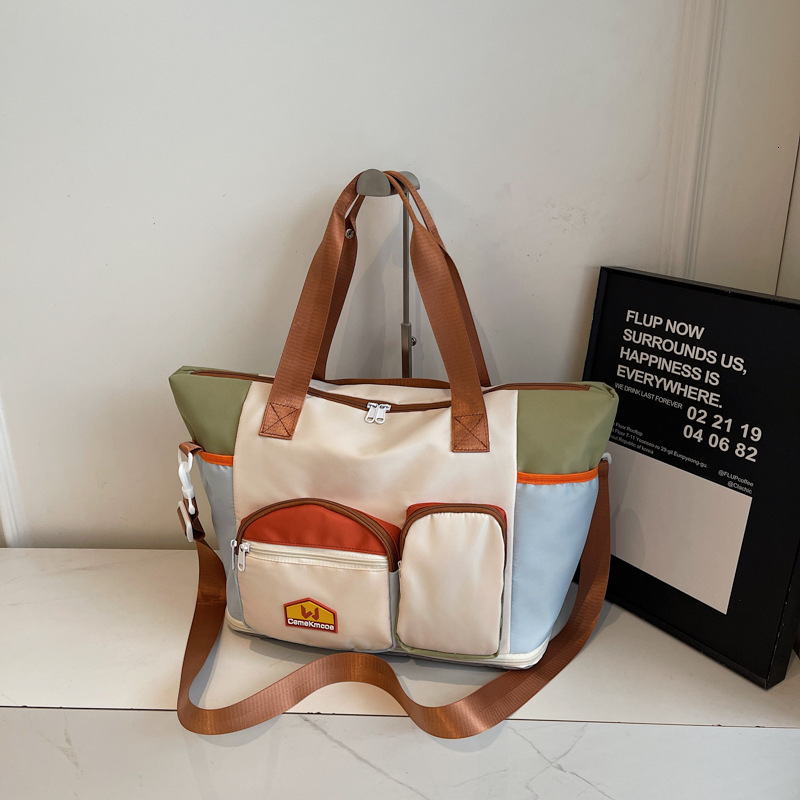 Color-Block Casual Sports Fiess Women, Large Capacity Handheld and Crossbody Lage Bag, Lightweight Short-Distance Business Trip Travel Bag for Men