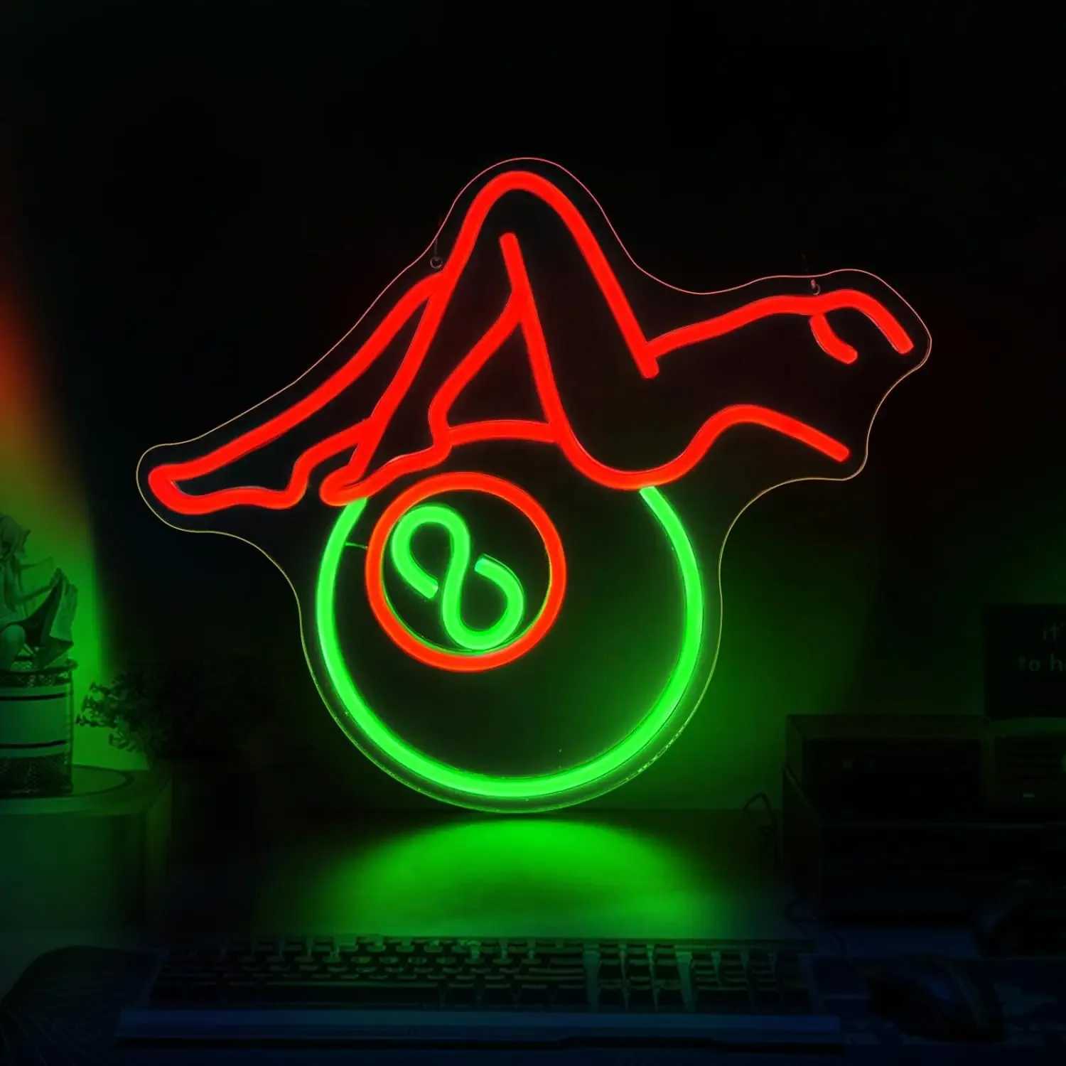 Billiards Lady Neon Sign LED Neon Lights Sign Wall Decor Preppy Girls Room Decor USB Powered Night Light Adjustable BrightnessXJ250602