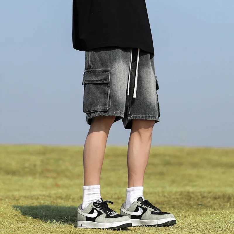 Denim Shorts Mens Summer Thin Elastic Waist Baggy Short Jeans Straight Knee-length High Quality Shorts Male Brand Clothes T250603