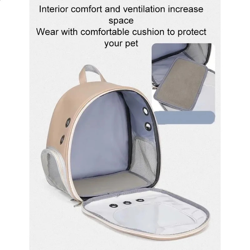 Pet Supplies Cat Bag PU Portable Travel Outdoor Backpack for Cat Small Dogs Transparent Breathable Carrying Shoulder Bag 250526