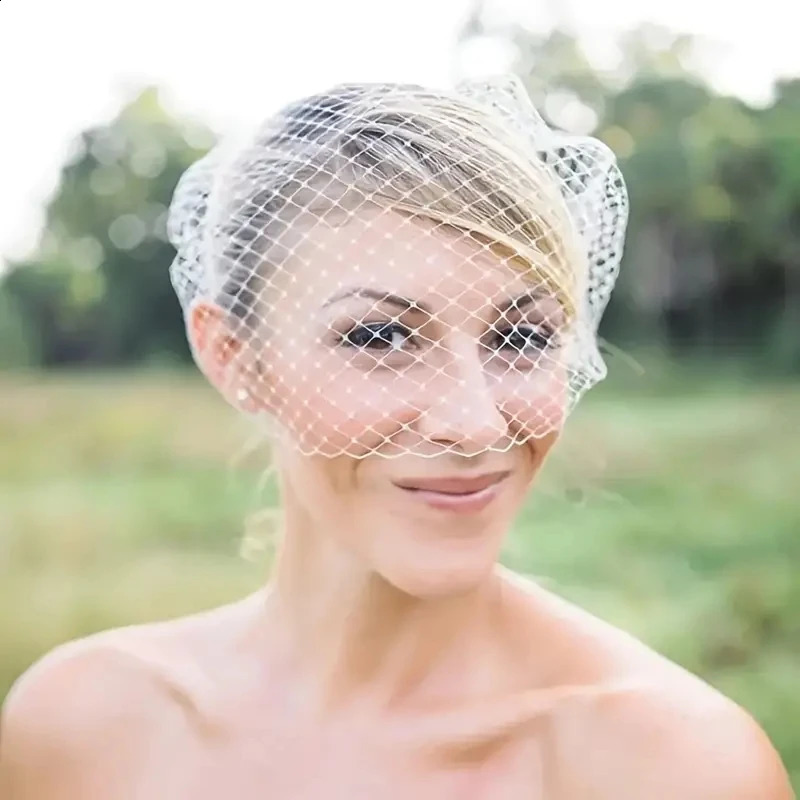 Vintage Bridal Birdcage Veil Faux Pearl Beaded Mesh Veil for Wedding Bridal Blusher Veil for Marriage 250530