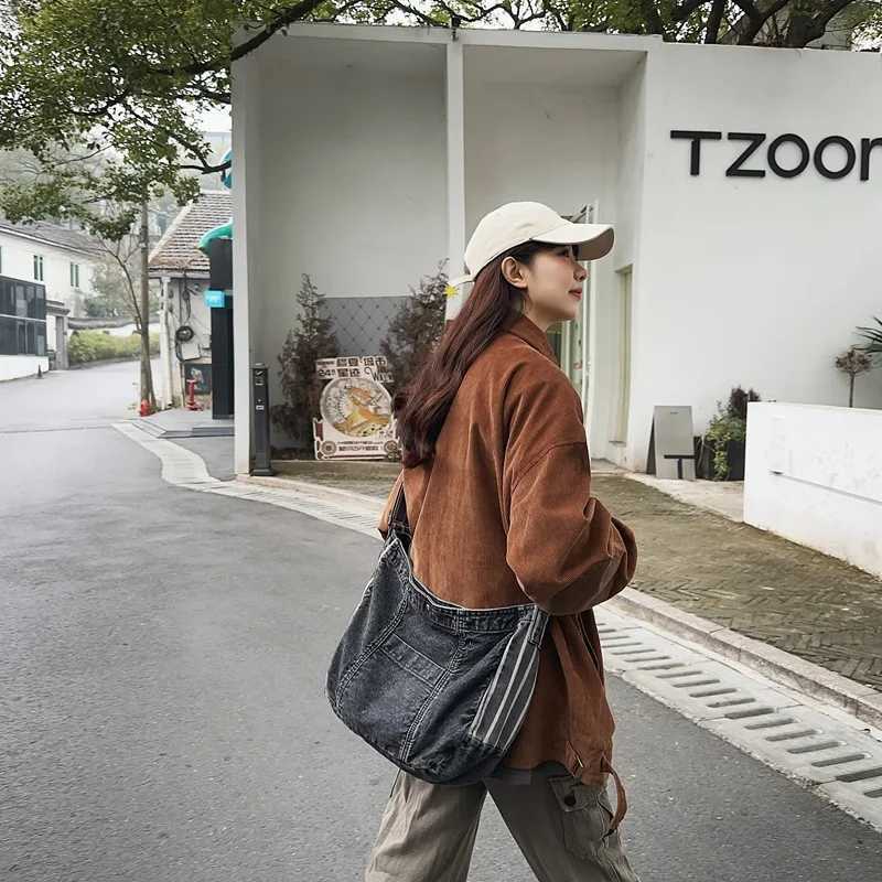 Retro Thread Design Women Denim Shoulder Bags Fashion Large Capacity Ladies Crossbody Bag Casual Portable Female Handbags Tote W250602