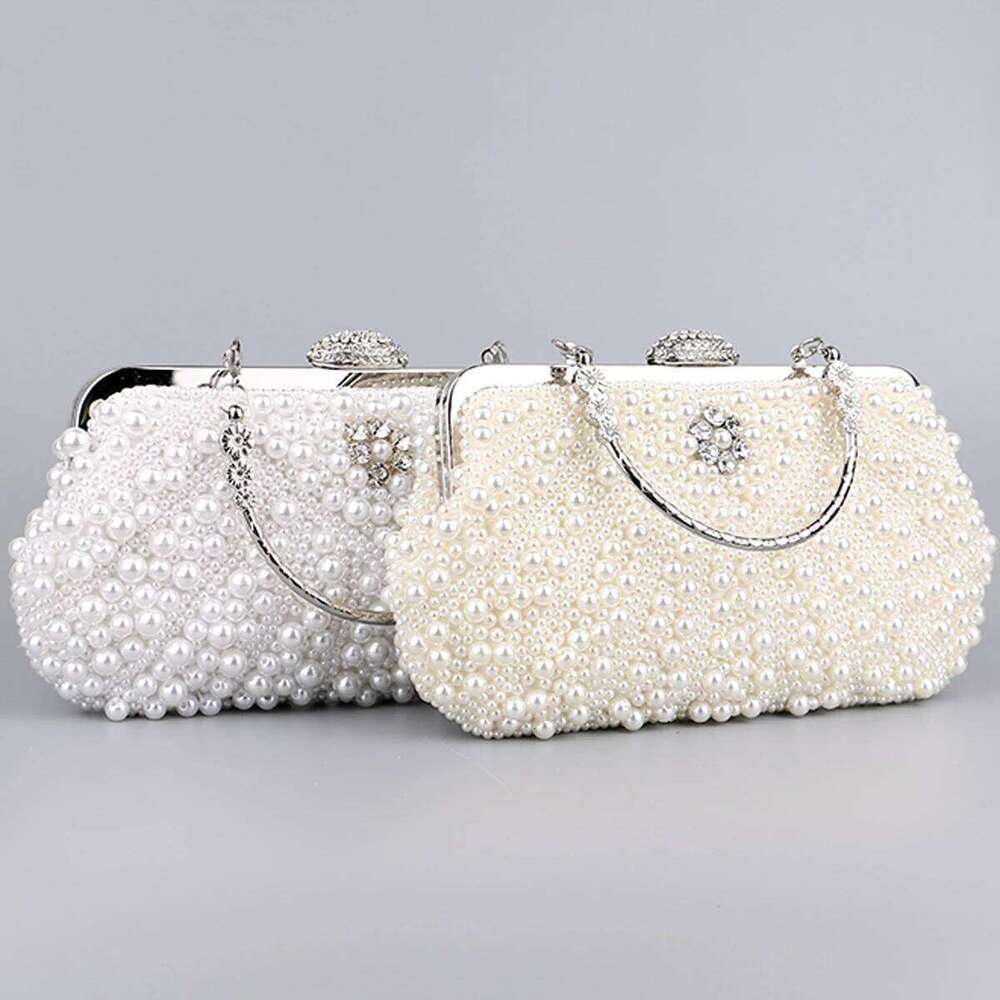Day Pearl Women Clutch Dias Metal Chain Shoulder Evening Bags Beaded Banquet Holder Purse