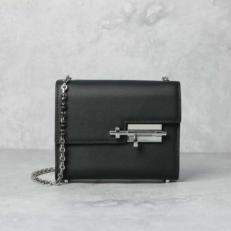 Grace2025 No New Cowhide Plug King Of Europe And America Small Square Chain Pop Shoulder Bag Crossbite Women's