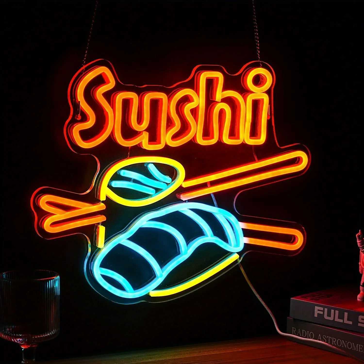 Sushi Neon Sign LED Sushi Light Sign Wall Decoration USB Powered Bright Neon Sushi Sign Shops Sushi Restaurant Kitchen Party XJ250602