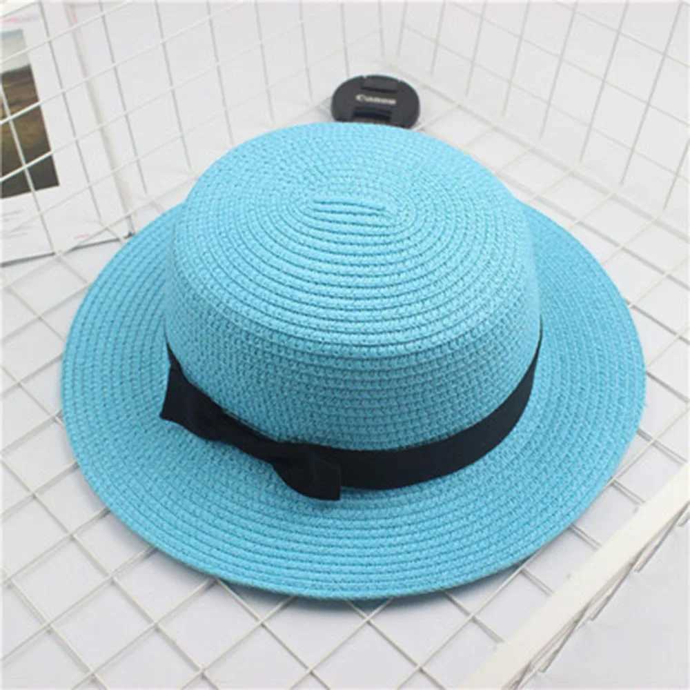 HUISHI Straw Hat Womens Summer Hat Parent-child Panama Cap Women Girls Sun Bucket Cap Beige Bowknot Bowtie Straw Beach W250602