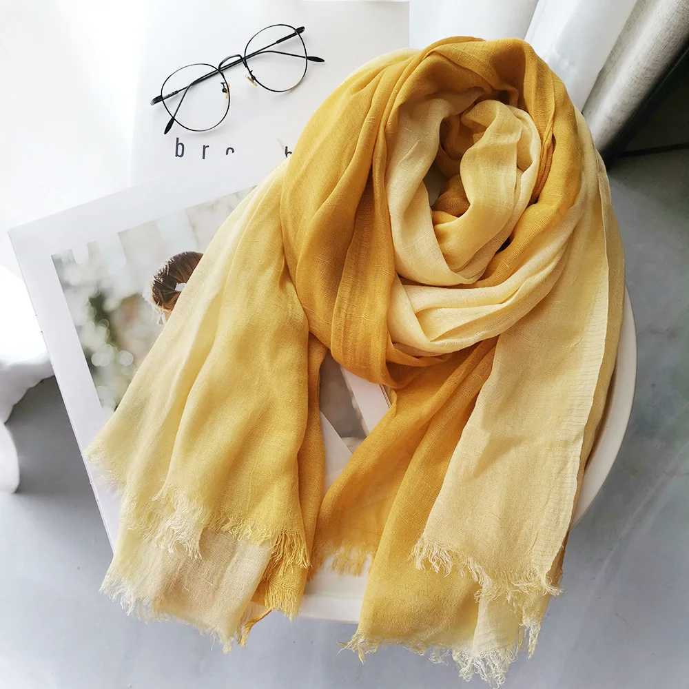 1Pc 190X90Cm Women Fashion Thin Cotton Linen Scarf Summer Female Outdoor Color Matching Travel Simple Sun Protection Scarf Shawl W250602