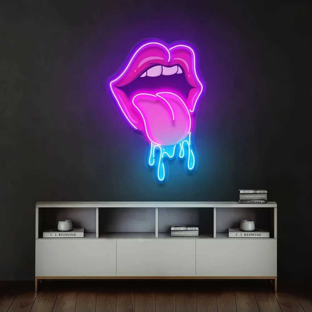 Pink Lips Neon Light USB Powered Wall Decor with Adjustable Brightness Perfect for Bedroom Party Decor Great Gift for Friends XJ250602