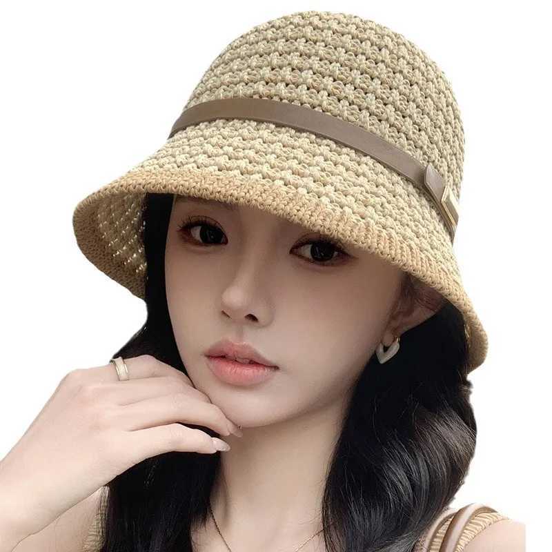 Summer Womens Fashion Temperament Bucket Hats New Knitted Cut-out Bucket Hats for Women W250602