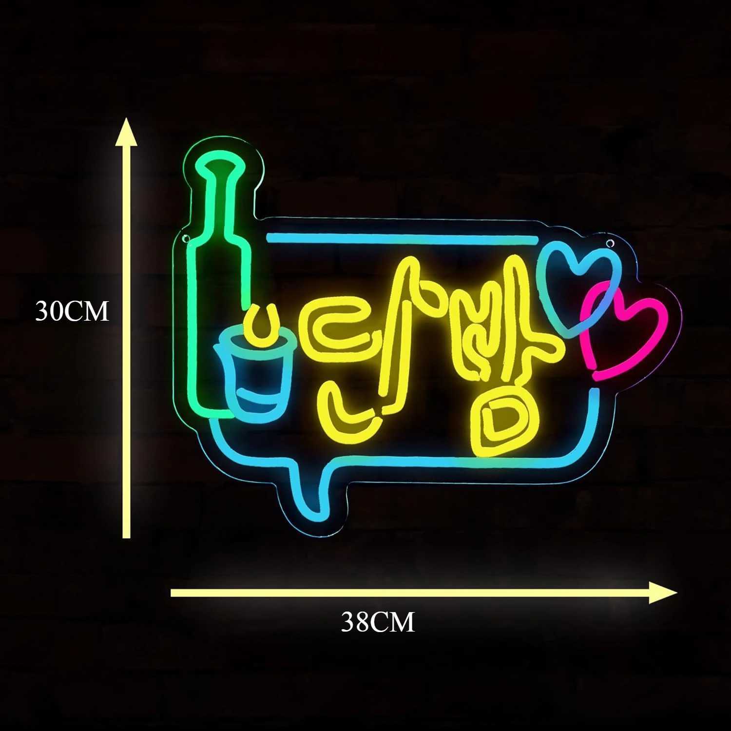 Korean Bar LED Neon Sign Dimmable USB Powered Neon Light Box for Bar Restaurant Game Room Man Cave Bedroom Garage Decoration XJ250602