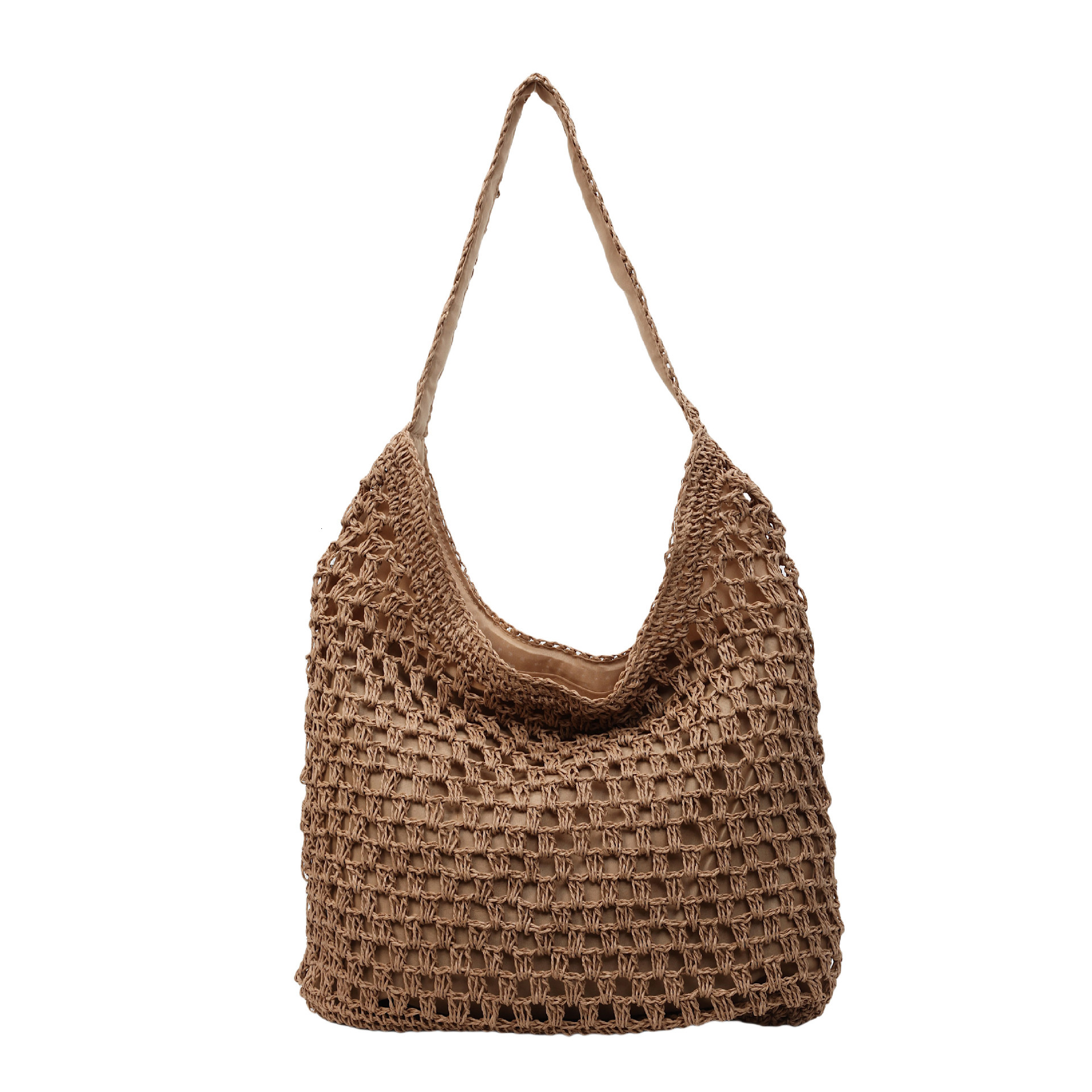 designer Large Capacity Single Shoulder Woven Underarm Bag 2025 New Hollow Mesh Straw Tote Bag Beach Vacation Bag
