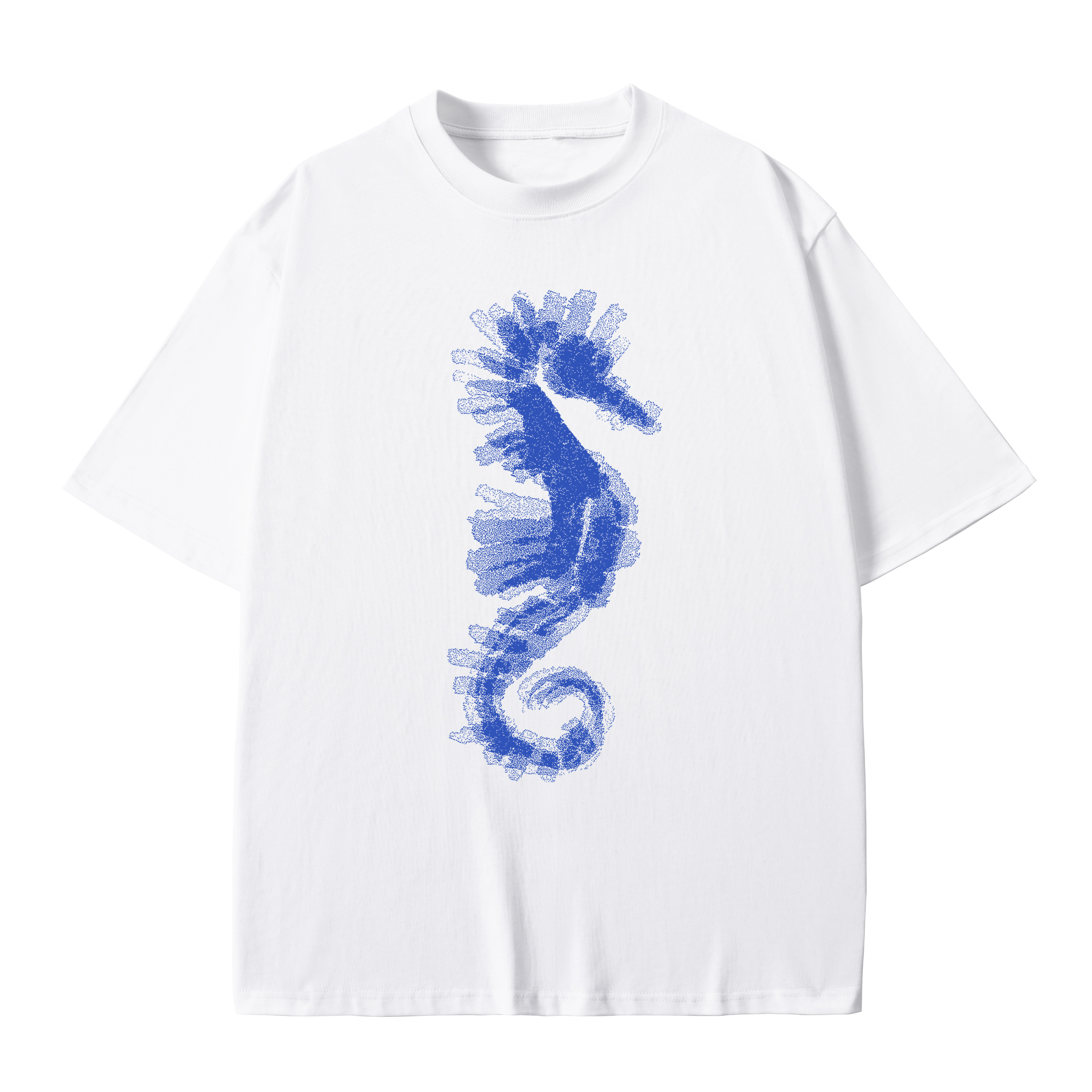 T-shirt men's top designer cotton T-shirt Blue seahorse short sleeved clothing high-quality fashionable T-shirt