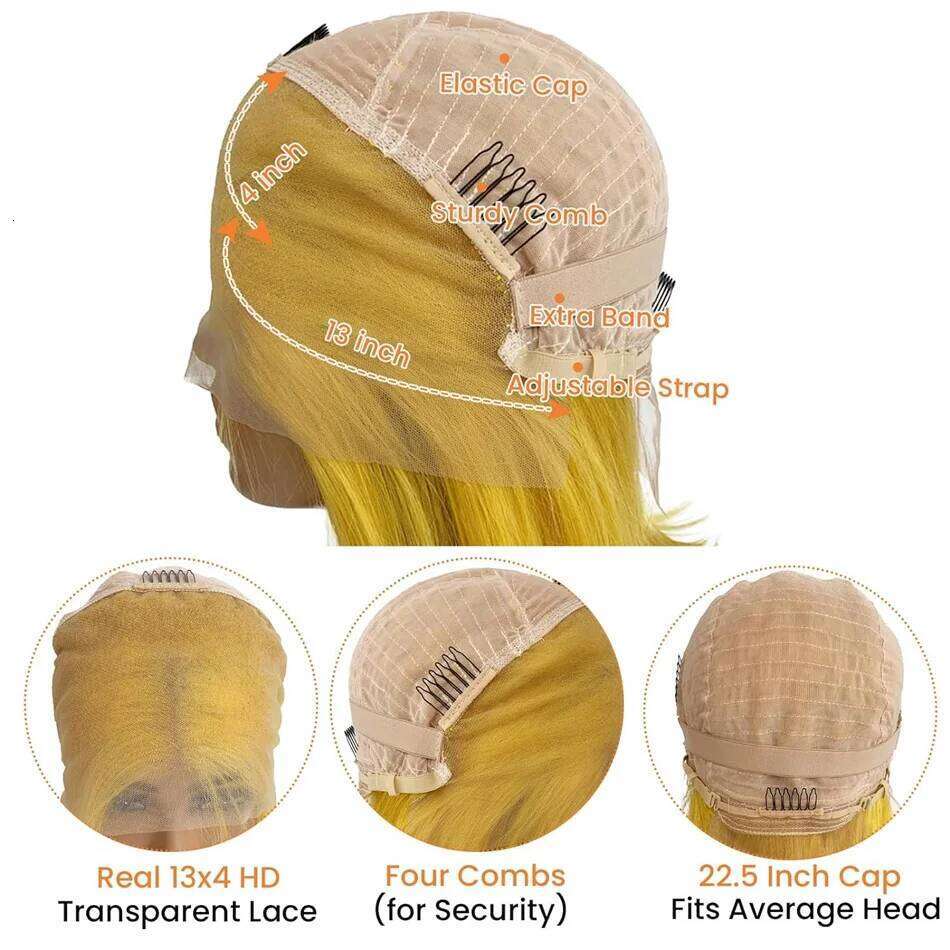 40Inch Light Yellow Front Human 13x4 Raw Body Wave Transparent Lace 13x6 Wig Colored Virgin Hair Wigs ForWomen
