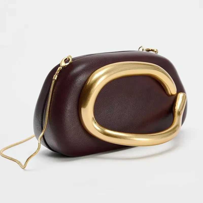 Gold Metal Closure Box Clutch Bag Women Evening Wedding Party Cute Purse Bag Handbag Dark Red Beige 2025 Spring New Fashion W250602